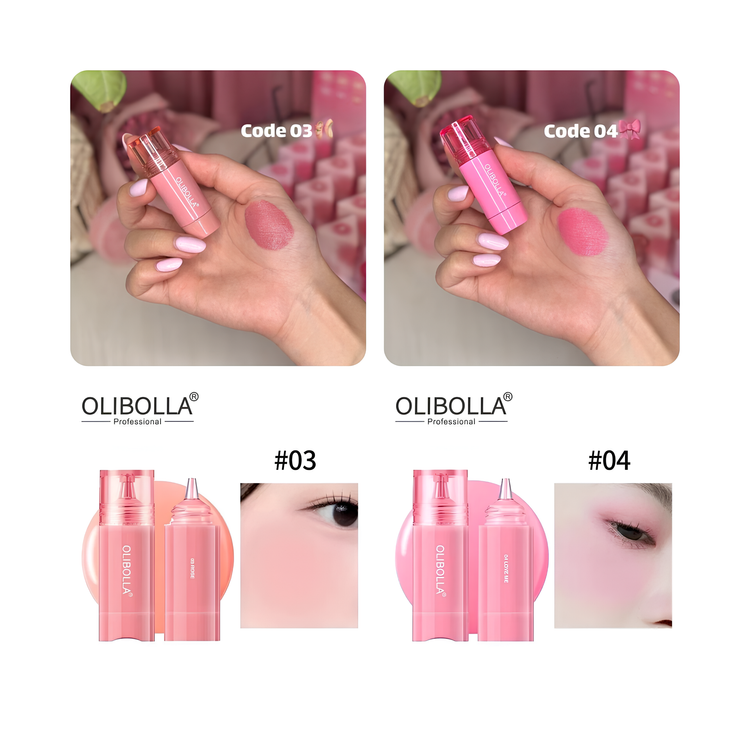رژگونه مایع دکمه ای اولیبولا OLIBOLLA فید راحت و پیگمنت فوقالعاده بالا