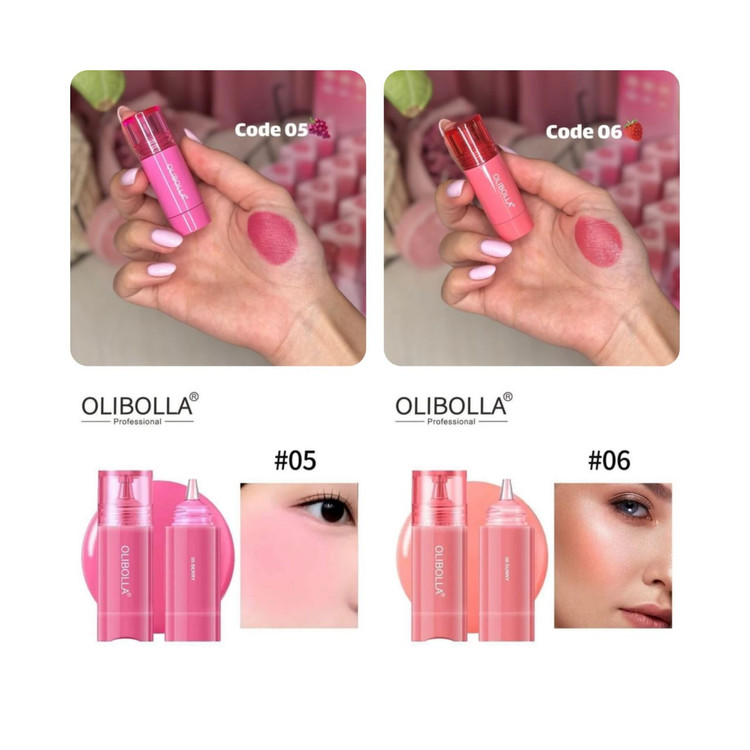 رژگونه مایع دکمه ای اولیبولا OLIBOLLA فید راحت و پیگمنت فوقالعاده بالا